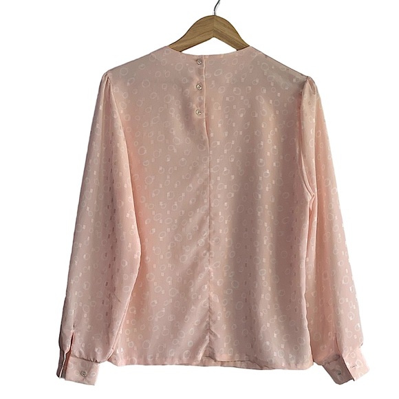 VTG 80's Rrrrruss Pink Satin/Silky Long-Sleeve Blouse - Picture 3 of 7